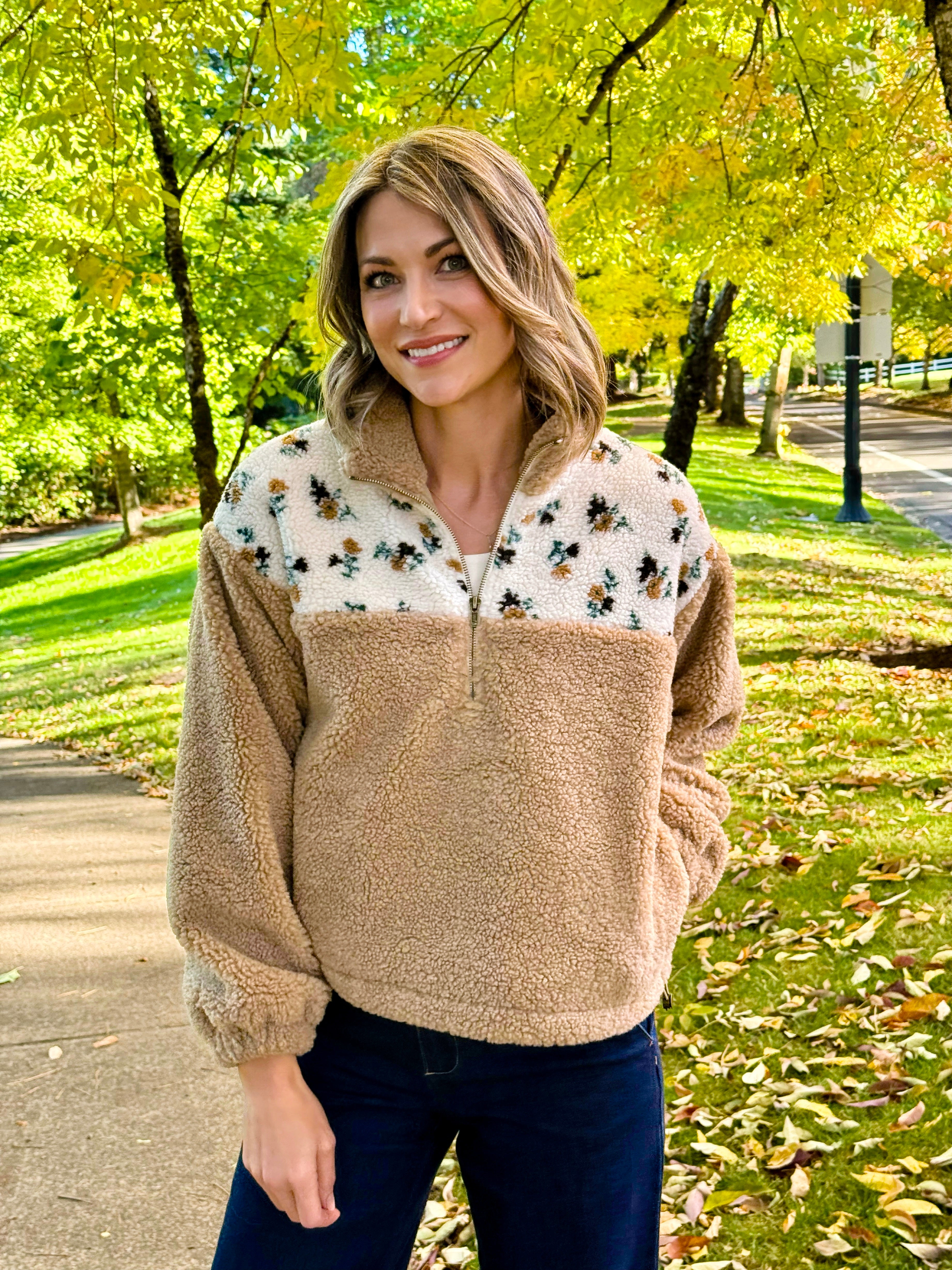 Wildflower Sherpa Pullover-141 Outerwear Coats & Jackets-Little Bird Boutique