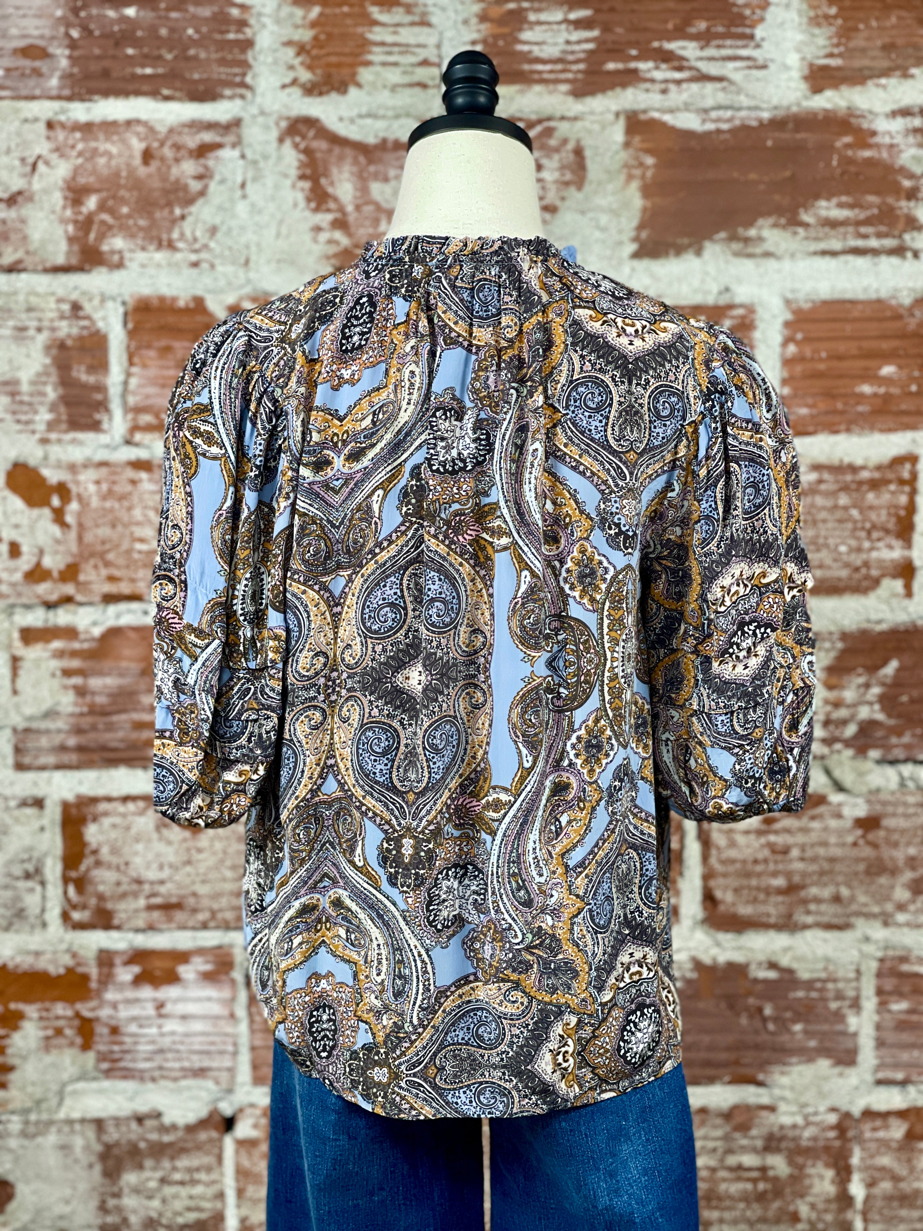 Emma Top in Blue Paisley-111 - Woven Top F/W (June- Nov)-Little Bird Boutique