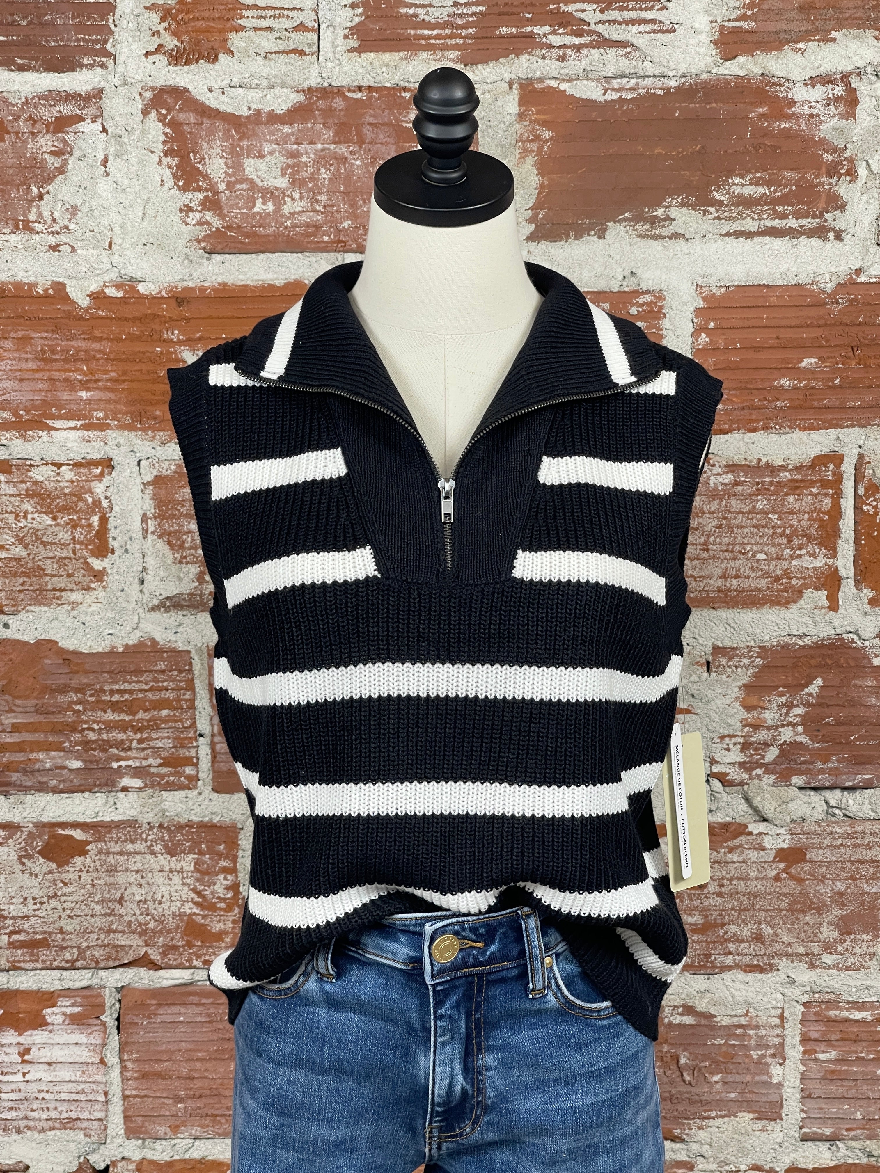 Danae Sweater in Black and Winter White-131 - Sweaters F/W (June - Nov)-Little Bird Boutique