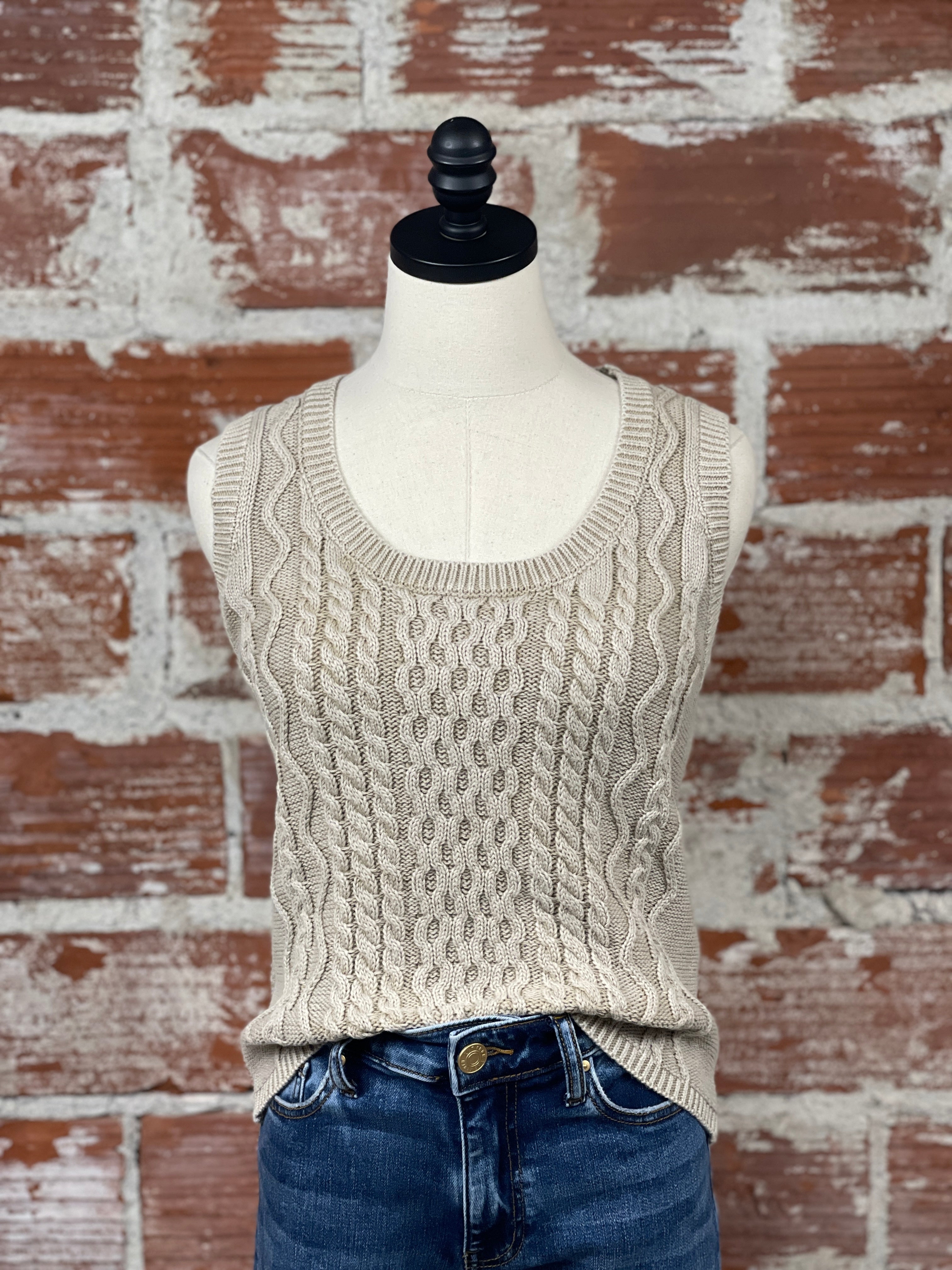 Daisy Sweater Tank in Taupe-131 - Sweaters F/W (June - Nov)-Little Bird Boutique