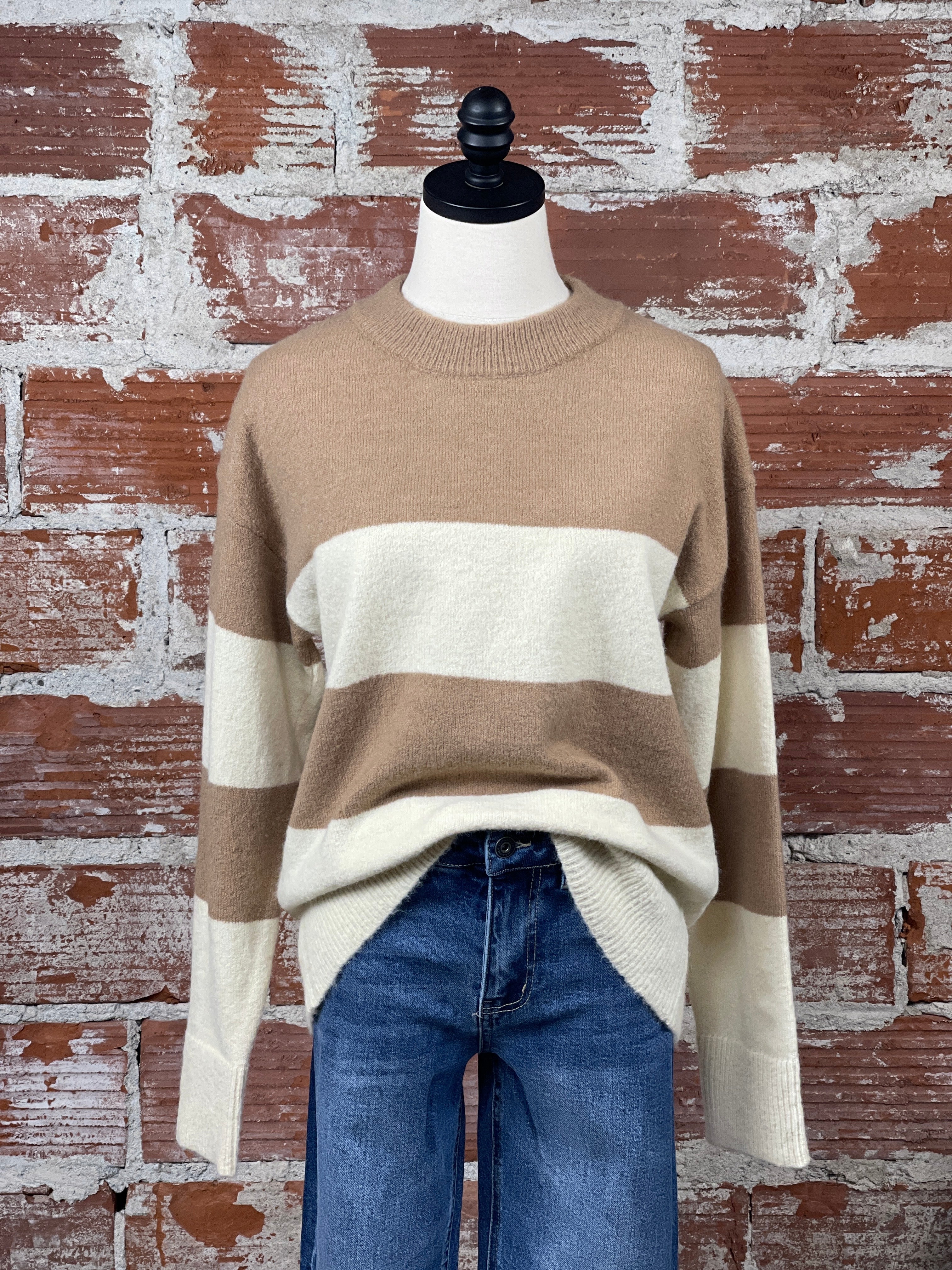 Sheryl Sweater in Camel and Ivory-131 - Sweaters F/W (June - Nov)-Little Bird Boutique