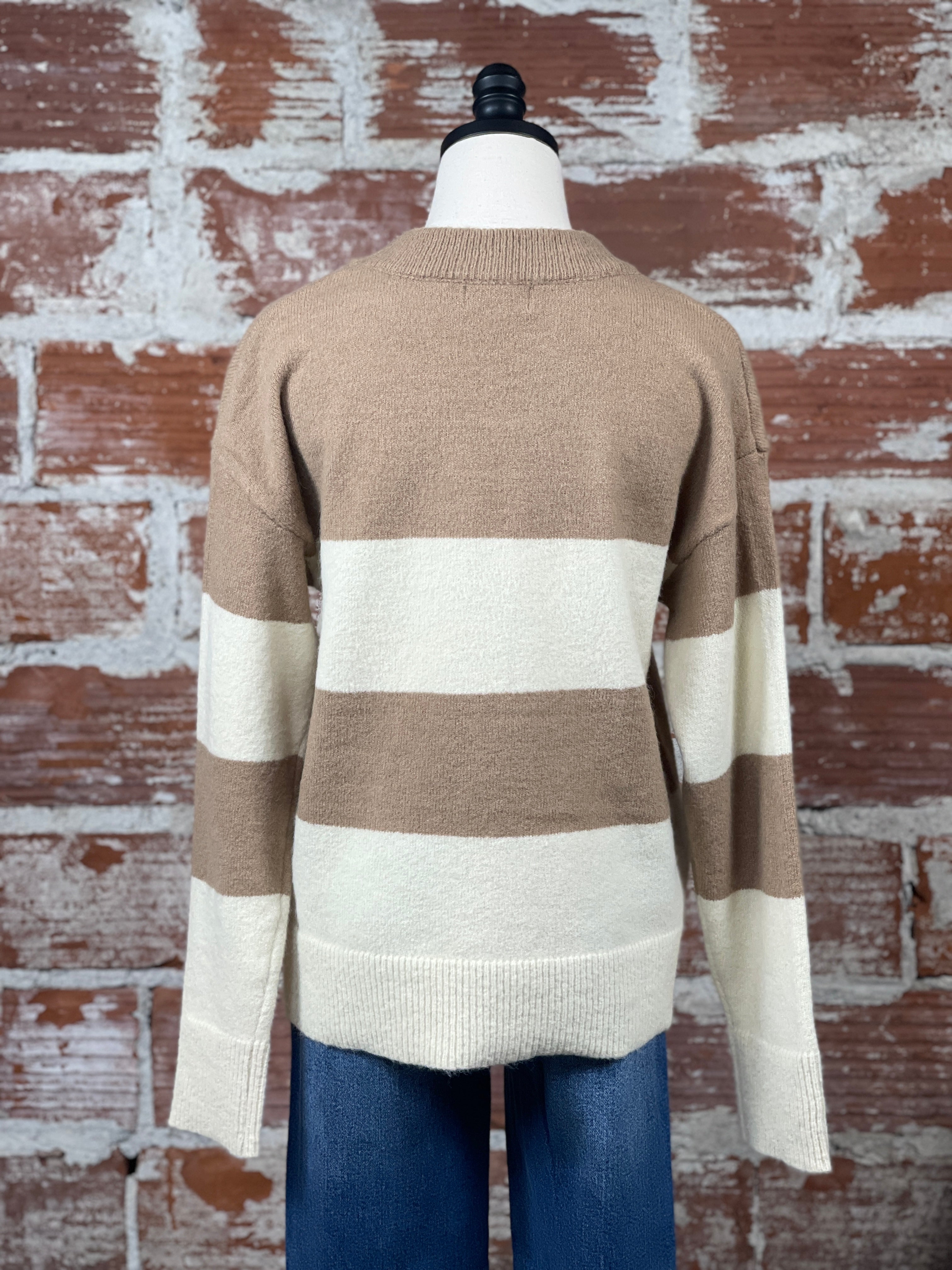 Sheryl Sweater in Camel and Ivory-131 - Sweaters F/W (June - Nov)-Little Bird Boutique