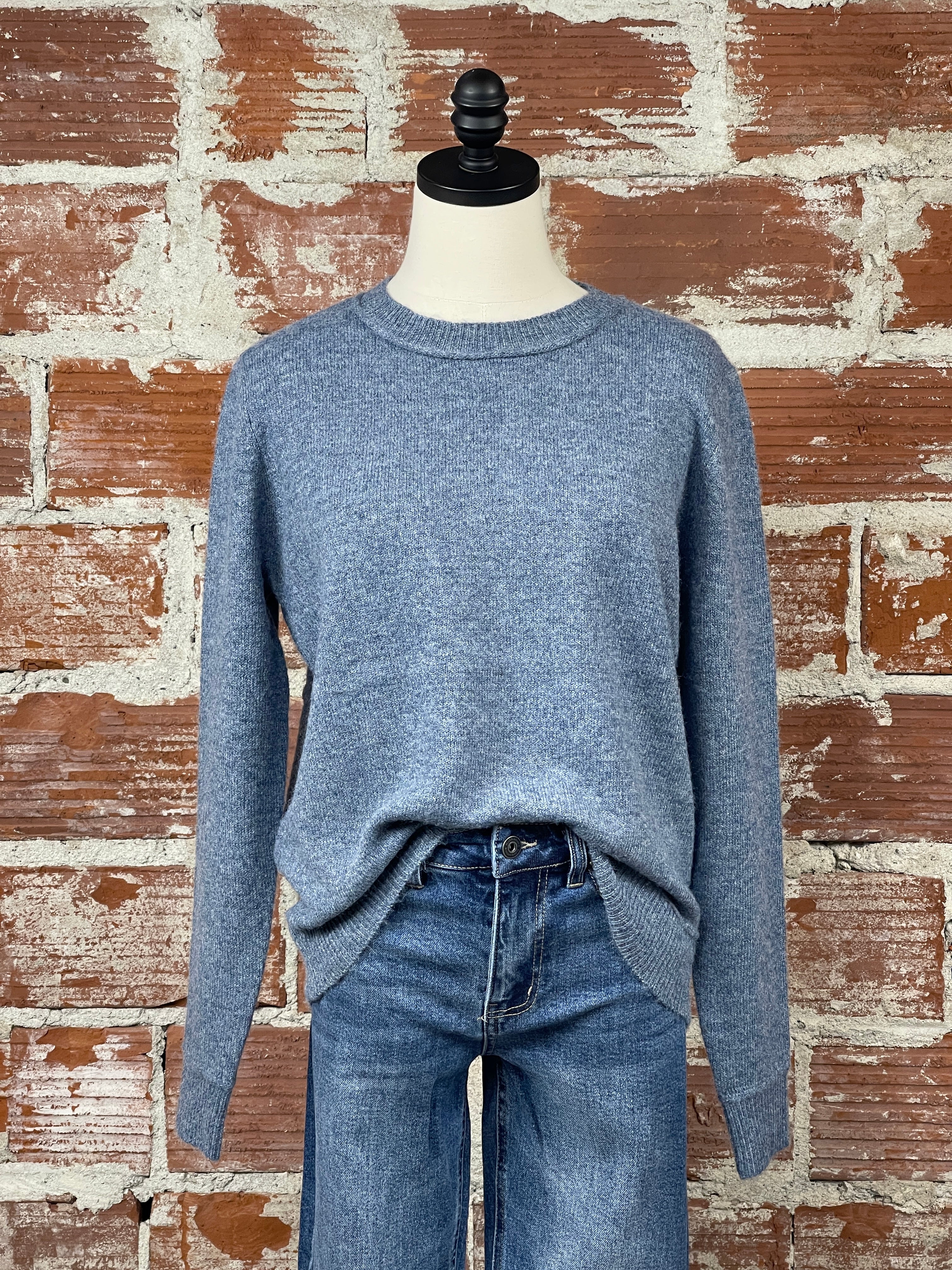 Classic Sweater in Denim Blue-131 - Sweaters F/W (June - Nov)-Little Bird Boutique