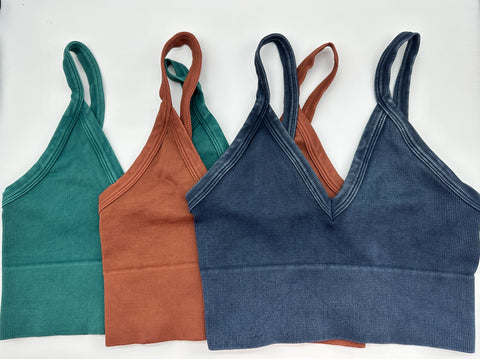 Nikibiki Vintage Ribbed V-Neck Bra Top in Maple