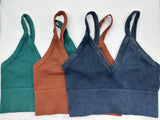 Nikibiki Vintage Ribbed V-Neck Bra Top in Jade-240 Loungewear/Intimates-Little Bird Boutique