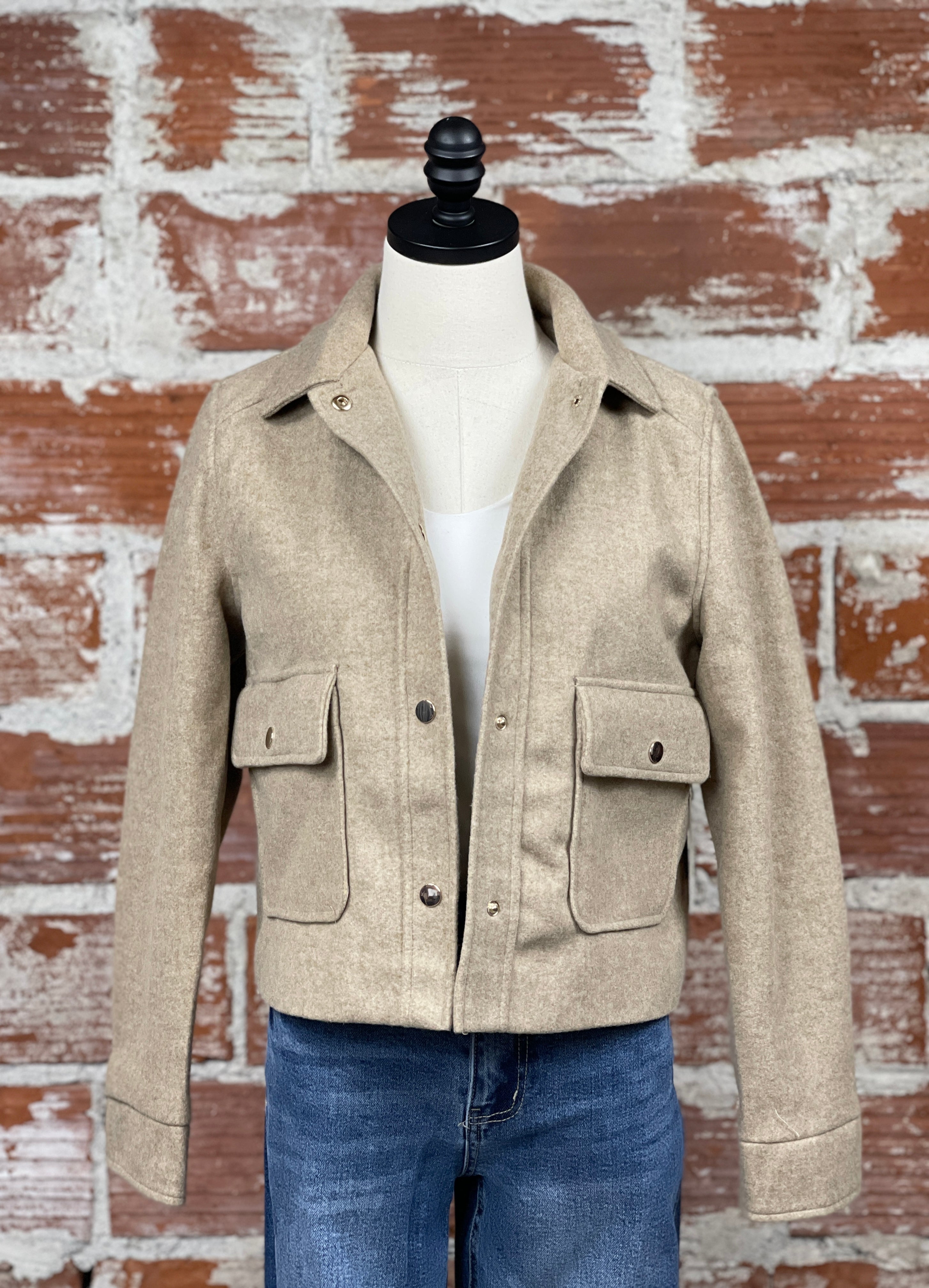 Dex Utility Jacket in Taupe-141 Outerwear Coats & Jackets-Little Bird Boutique