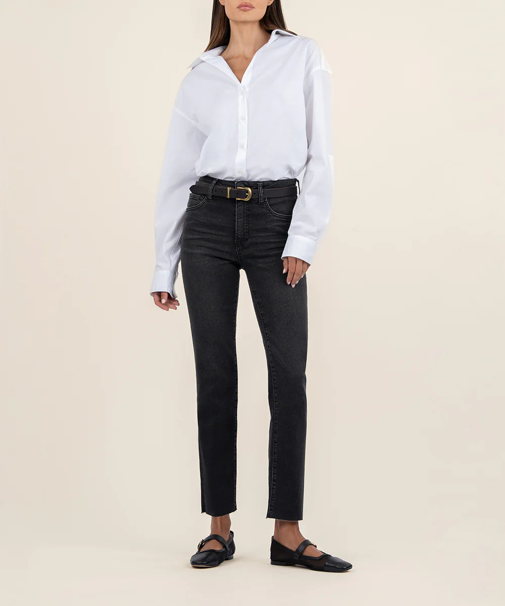 KUT from the Kloth Reese Jeans High Rise Straight in Respectable Wash (Black)-210 Denim-Little Bird Boutique