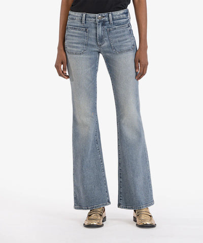 KUT From The Kloth Ana Flare with Patch Pockets in Glamour Wash