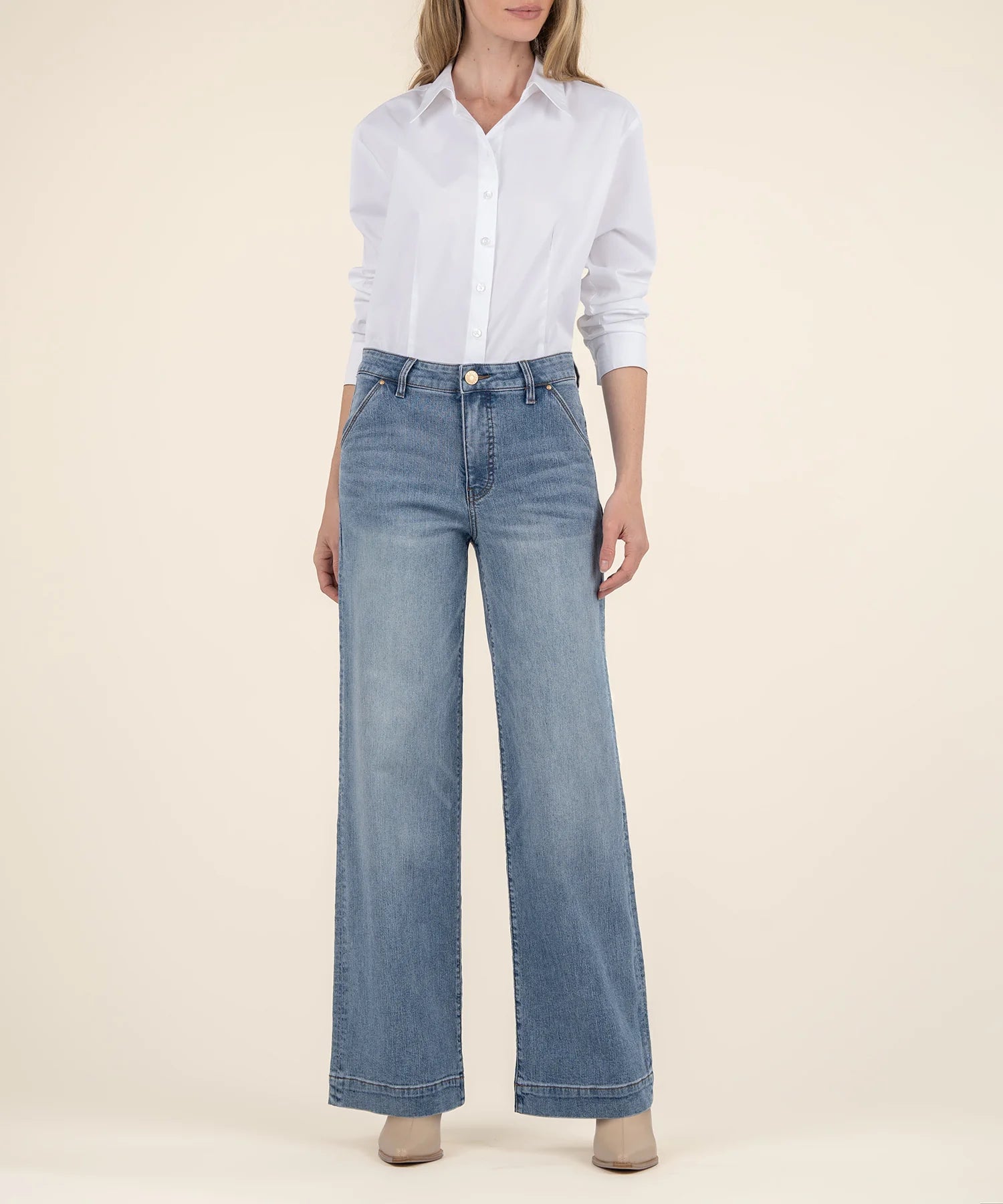 KUT From the Kloth Jodi High Rise Wide Leg in Vital wash-210 Denim-Little Bird Boutique