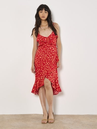 Apricot Leopard Print Dress in Red-152 Dresses - Long-Little Bird Boutique