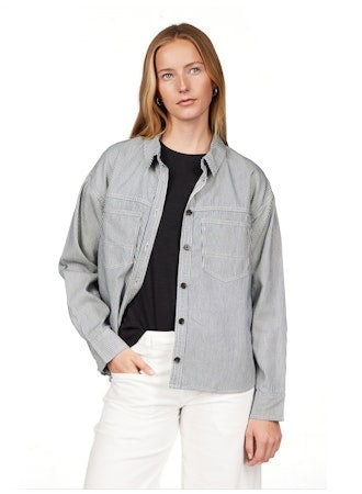 Sanctuary Ivy Shirt in Yacht Stripe-141 Outerwear Coats & Jackets-Little Bird Boutique