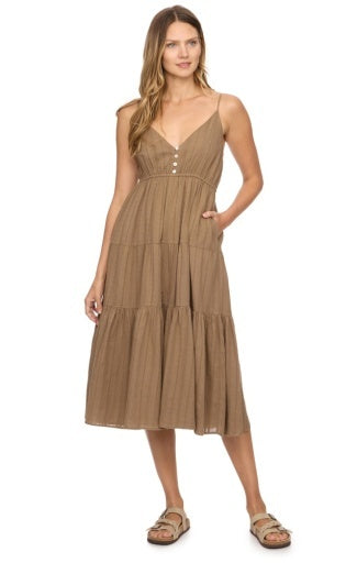 Flag & Anthem Daphne Tiered Sundress in Mocha-152 Dresses - Long-Little Bird Boutique