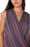 Liverpool Sleeveless V-Neck Drape Front Knit Top in Multi-Stripe-113 Woven Tops - Sleeveless-Little Bird Boutique
