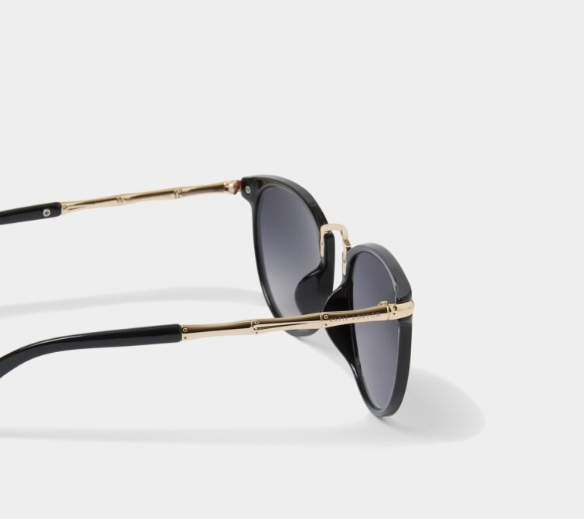 Katie Loxton Santorini Sunglasses in Black with Bamboo Arm-311 Fashion Accessories-Little Bird Boutique