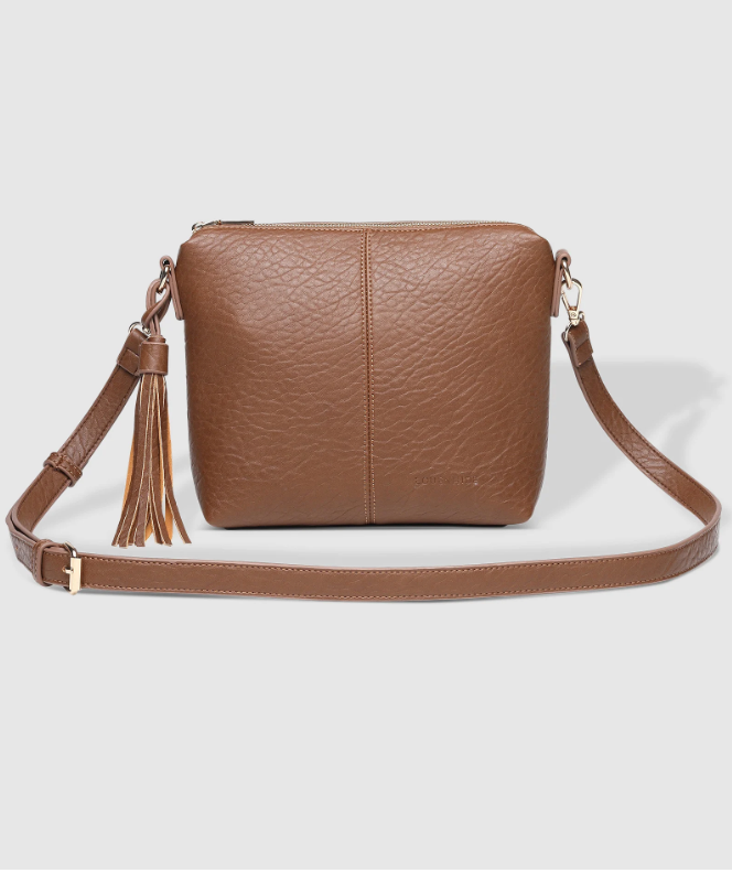 Louenhide Kasey Textured Crossbody in Cocoa or Black-342 - Crossbody & Fanny Bags-Little Bird Boutique