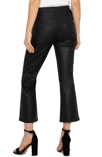 Liverpool Hannah Crop Flare Pants in Faux Leather Black-220 Pants-Little Bird Boutique