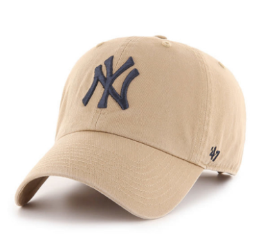 '47 New York Yankees Clean Up Hat in Khaki with Navy Embroidery-311 Fashion Accessories-Little Bird Boutique