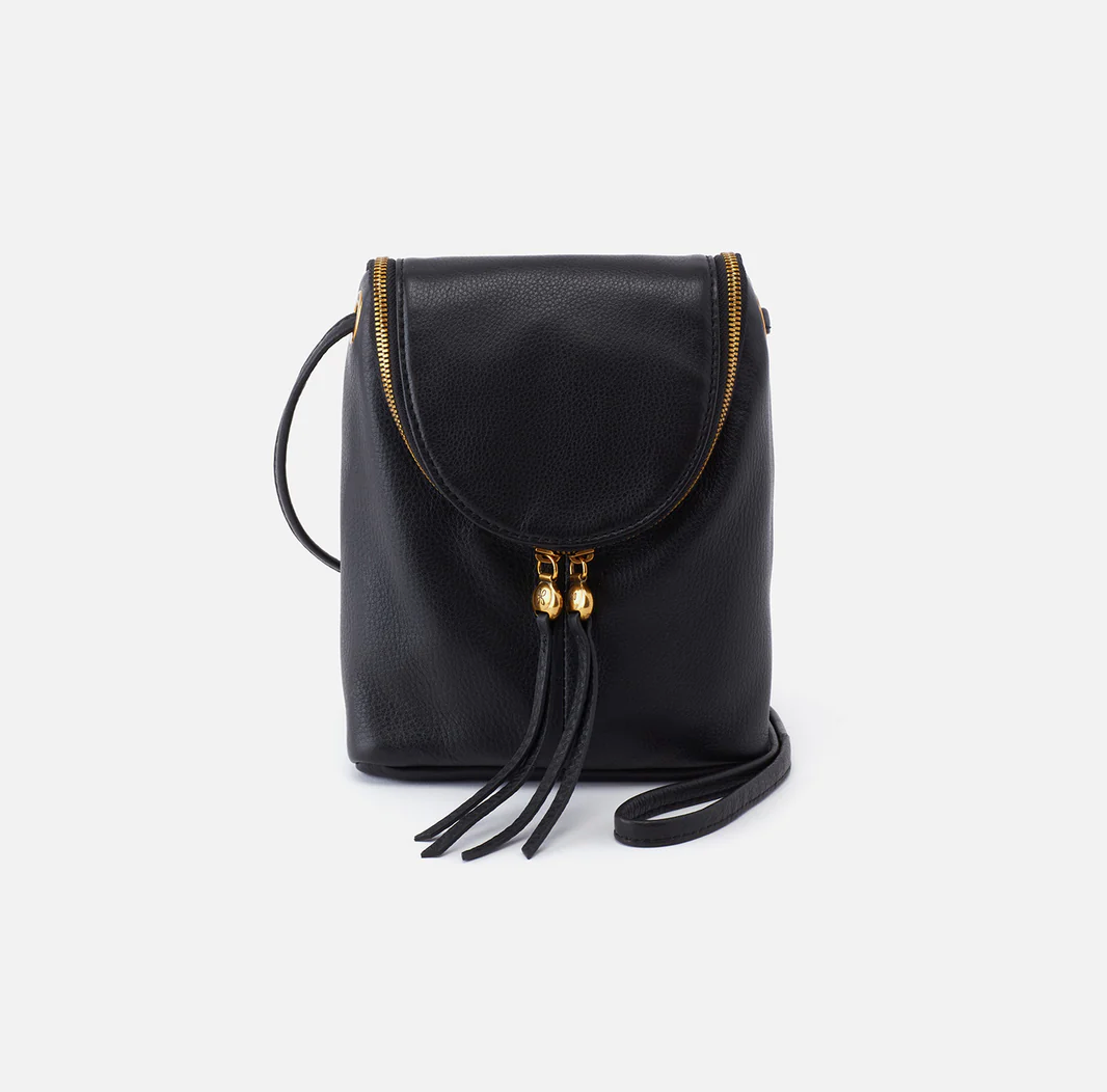 HOBO Fern Crossbody in Black Pebbled Leather-342 - Crossbody & Fanny Bags-Little Bird Boutique