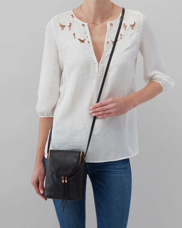 HOBO Fern Crossbody in Black Pebbled Leather-342 - Crossbody & Fanny Bags-Little Bird Boutique