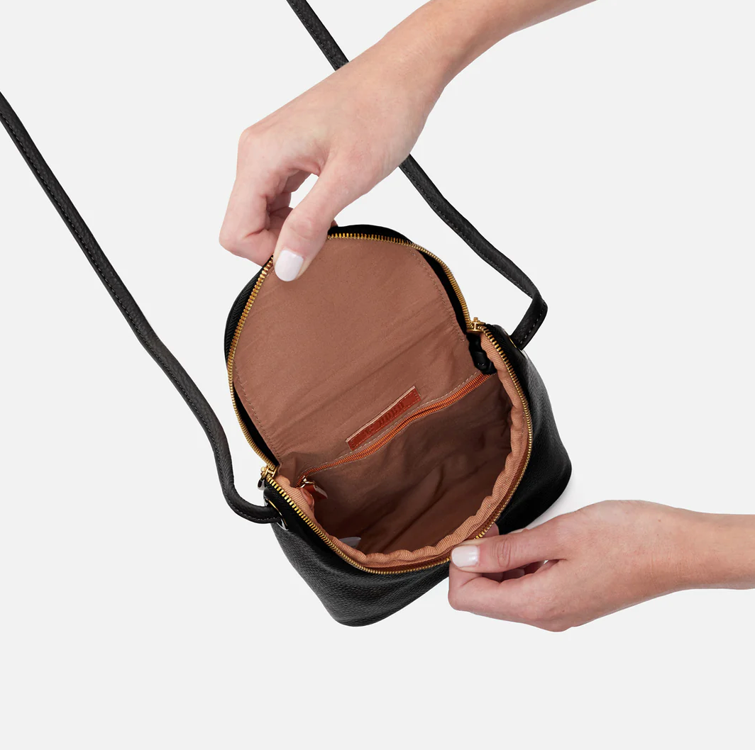 HOBO Fern Crossbody in Black Pebbled Leather-342 - Crossbody & Fanny Bags-Little Bird Boutique