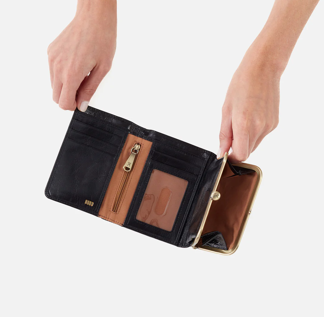 HOBO Robin Compact Wallet in Polished Black-344 Wallets/Clutches-Little Bird Boutique