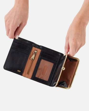 HOBO Robin Compact Wallet in Polished Black-344 Wallets/Clutches-Little Bird Boutique