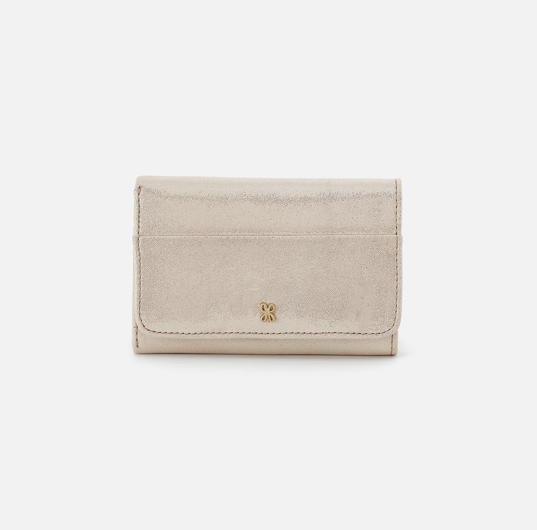 HOBO Jill Trifold Wallet in Sand Shimmer-344 Wallets/Clutches-Little Bird Boutique