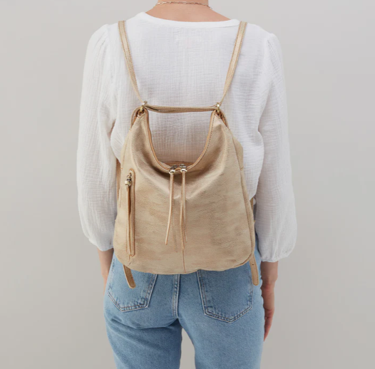 HOBO Merrin Convertible Backpack in Metallic Gold Leaf-341 Handbags & Purses-Little Bird Boutique