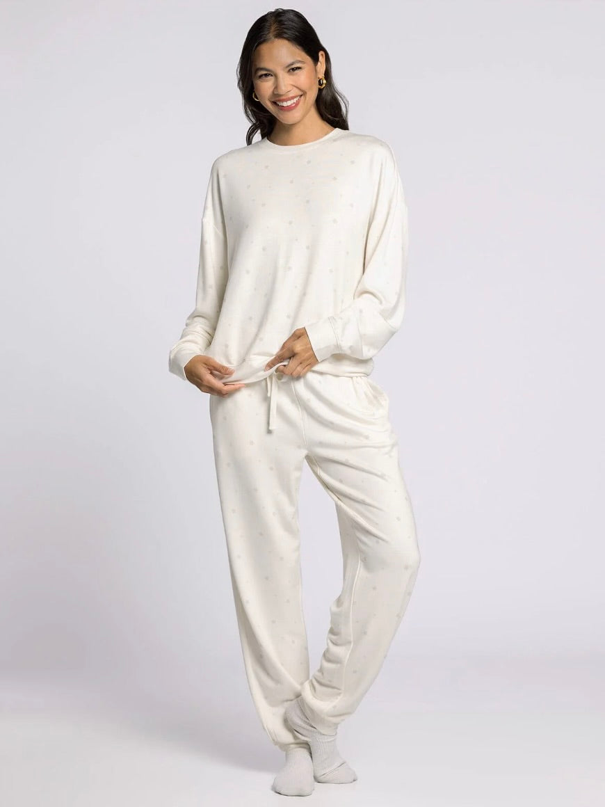 Thread and Supply Belle Pajama Set in Ivory Snowflakes-240 Loungewear/Intimates-Little Bird Boutique