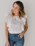 Elan Ruffle Top in White-113 Woven Tops - Sleeveless-Little Bird Boutique