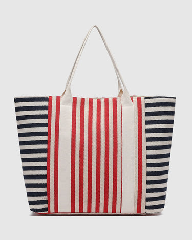 Louenhide Sorrento Canvas Tote in Navy Red Stripe-343 Totes-Little Bird Boutique