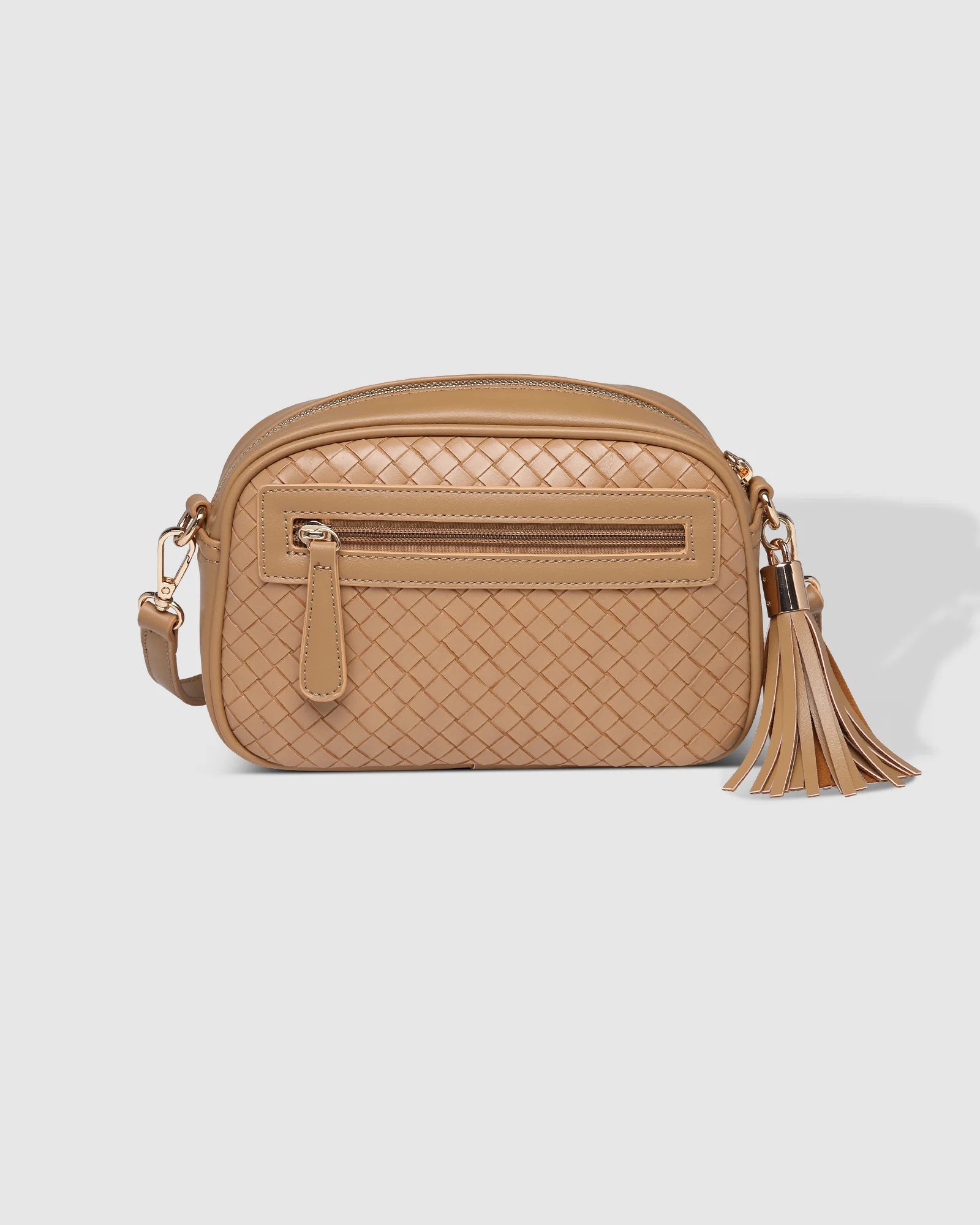 Louenhide Jacinta Woven Crossbody Bag in Camel