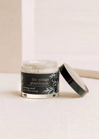 The Cottage Greenhouse Rosemary Mint pumice foot scrub