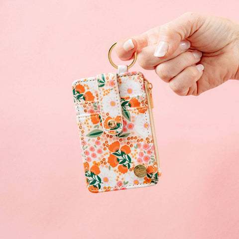 The Darling Effect Sweet Meadow Keychain Card Wallet - Orange & Tan