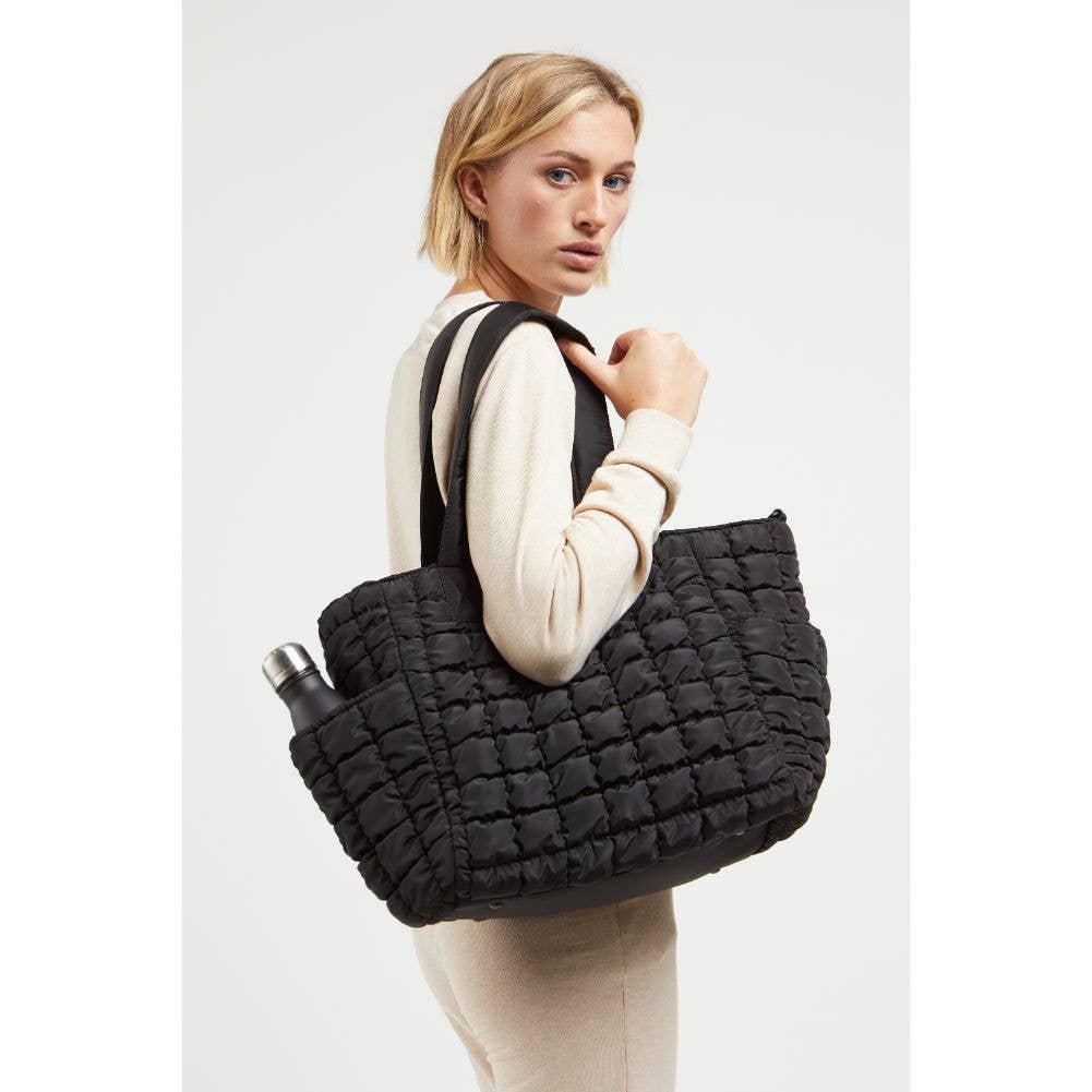 Black quilted hot sale duffle bag