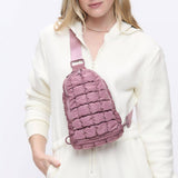 Rejuvenate Mauve Quilted Sling Crossbody Bag-342 - Crossbody & Fanny Bags-Little Bird Boutique