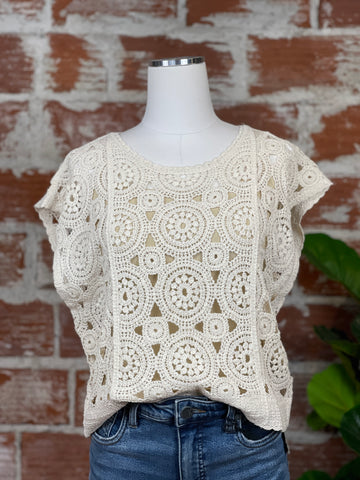 Circles Crochet Top in Cream