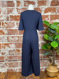 Tie-Front Jumpsuit in Navy-160 Jumpsuits/ Rompers-Little Bird Boutique