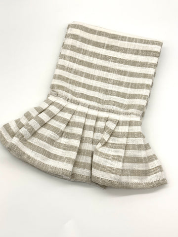 Creative Co-op Tan Striped Towel with Ruffle