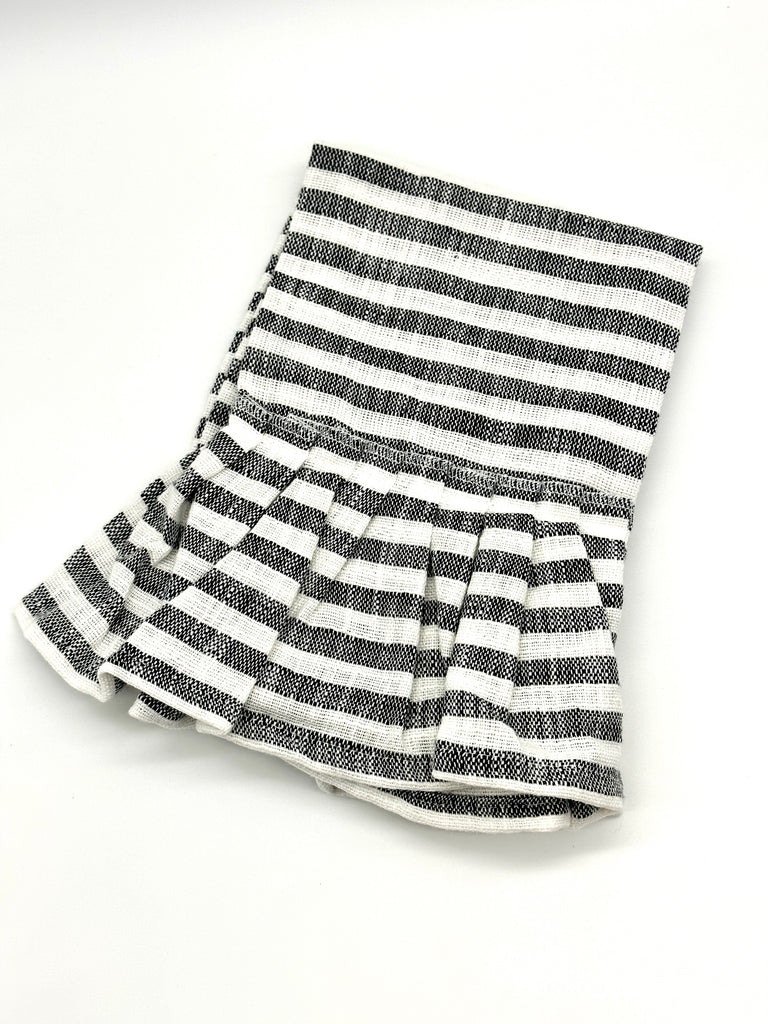 Creative Co-op Grey Striped Towel With Ruffle