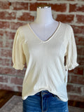 Another Love Crepe Short Sleeve Jersey Top in Cream-121 Jersey Tops - Short Sleeve-Little Bird Boutique