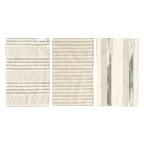 Creative Co-op Woven Cotton Striped Tea Towels, Set of 3
